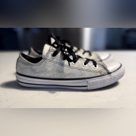 Converse All Star Junior white sparkly Sneakers - Size 3 - Picture 4 of 10